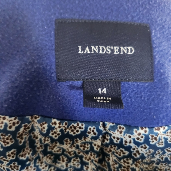 Land's End Double Breasted Short Pea Coat Royal Blue Wool Blend size 14 - Picture 5 of 10